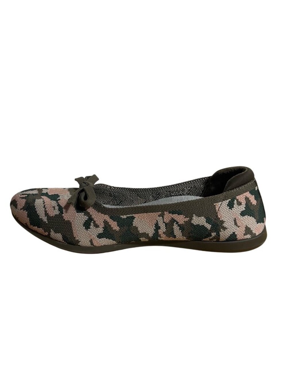 Clarks Womens Cloudstepper Carly Hope Knit Bow Flats Size 8 Olive Pink Camo